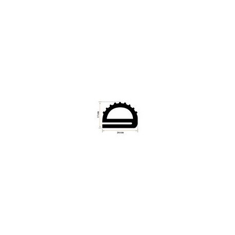 Burlete 24x17mm Perfil Caucho Negro (1m)
