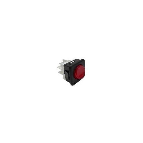Pulsador Rojo 230V 16A 25x25mm Tecla Redonda